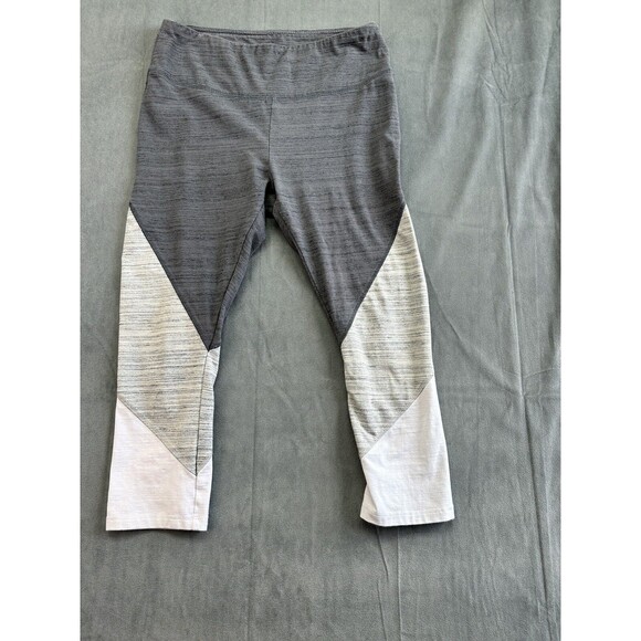 RBX Capri Leggings Women's Medium Gray White Pull On Elastic Waistband High Rise - Picture 3 of 9